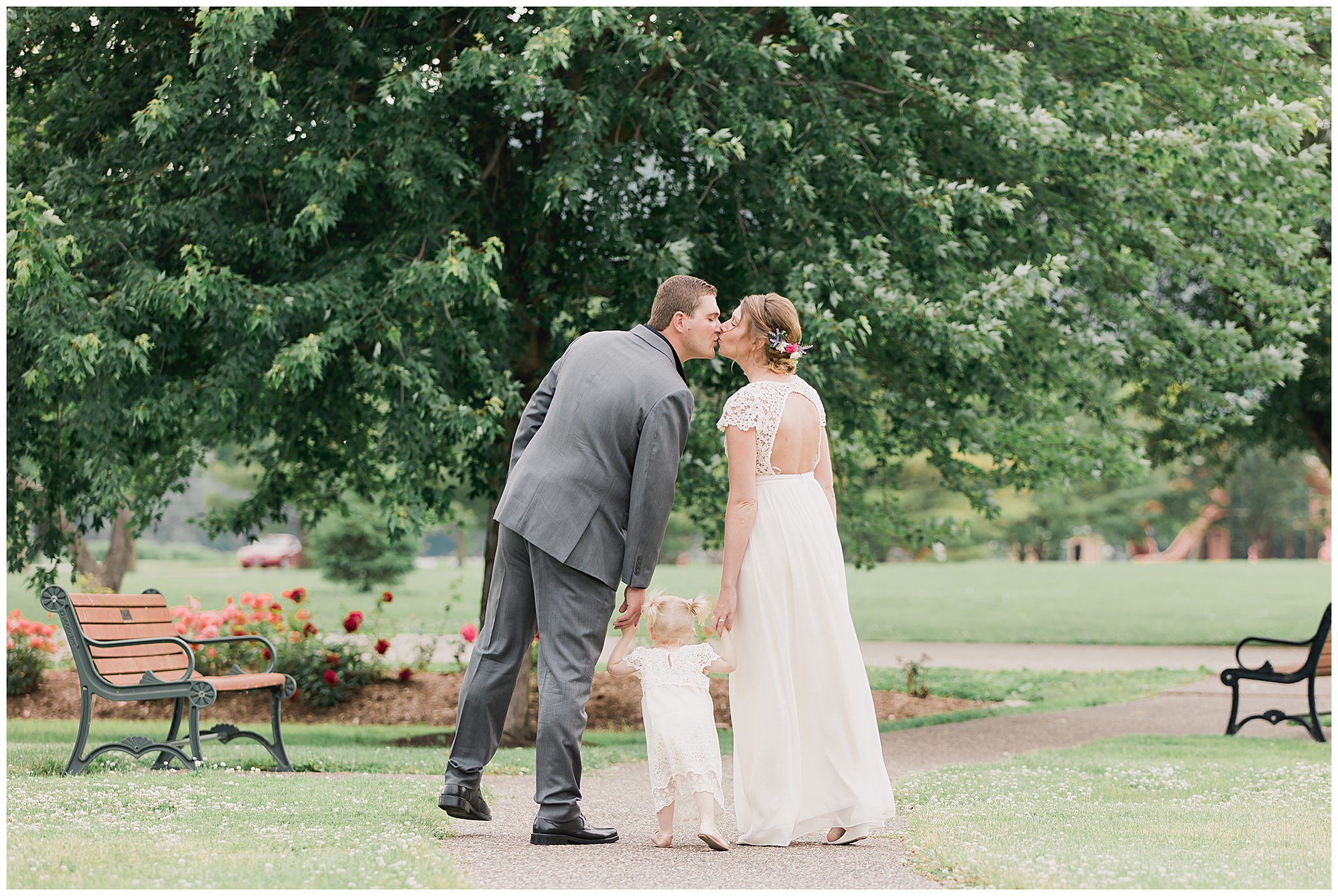 bride groom and daughter